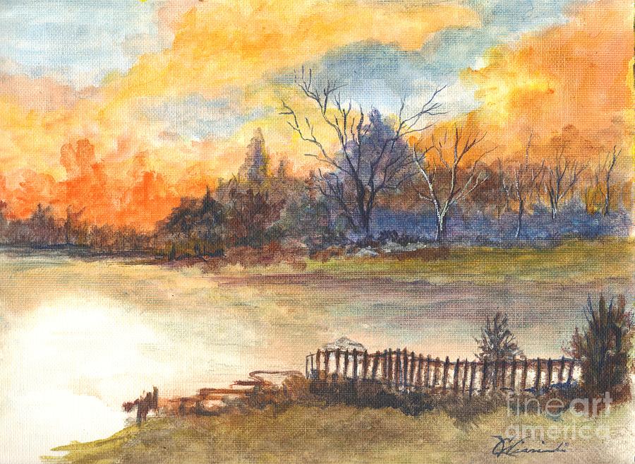 Sunset Painting - The Serene Sunset by Carol Wisniewski