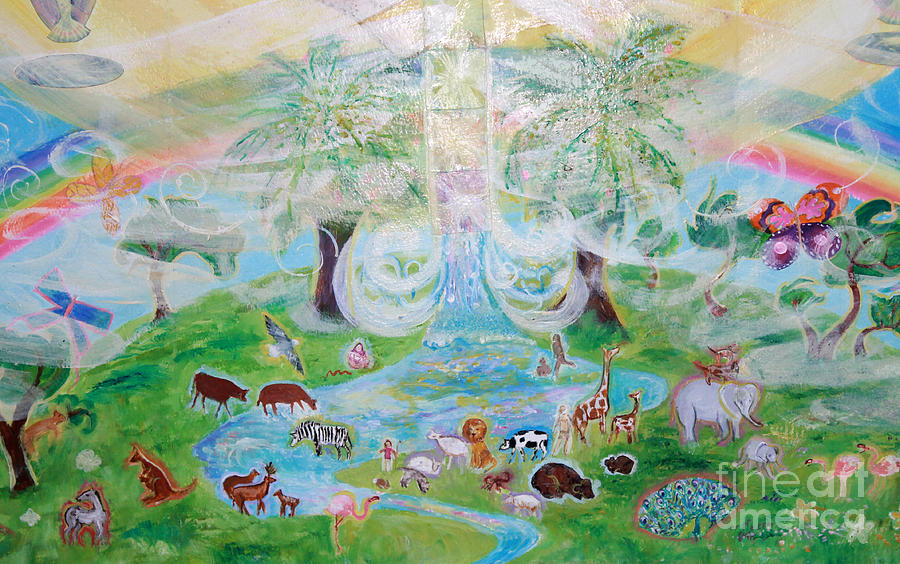 Heaven on Earth Animal detail Painting by Anne Cameron Cutri
