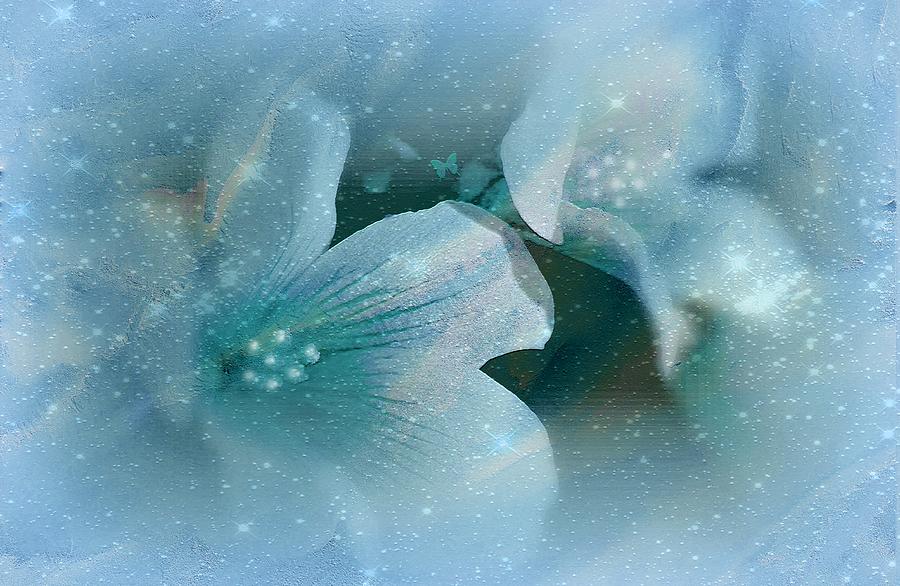 Nature Painting - Heavenly Blue Flowers by Sherris - Of Palm Springs