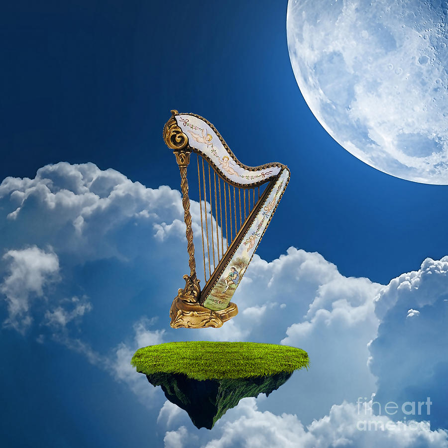 Music Mixed Media - Heavenly Harp by Marvin Blaine