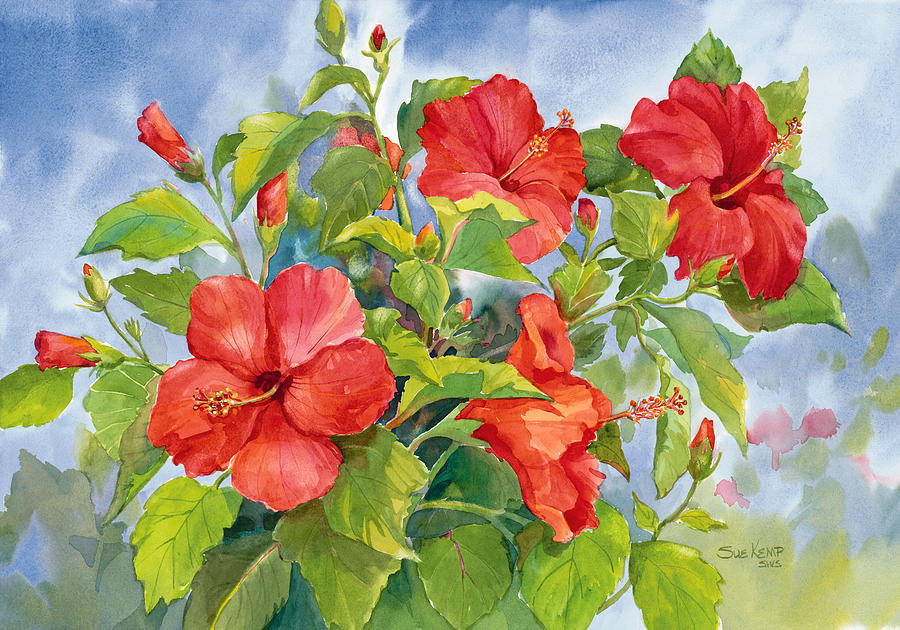 Heavenly Hibiscus Painting by Sue Kemp