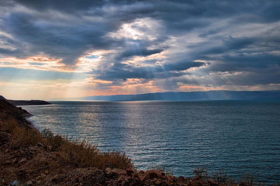 Heavenly Light on the Dead Sea Photograph by Mark Whitt