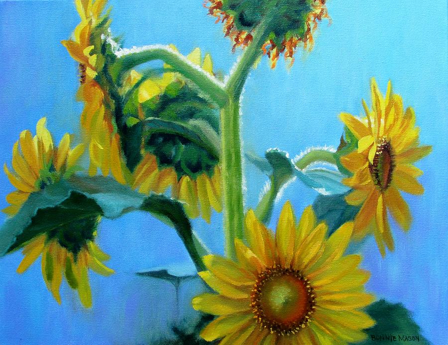 Heavenly Sunlight-Sunflowers in Sunlight Painting by Bonnie Mason
