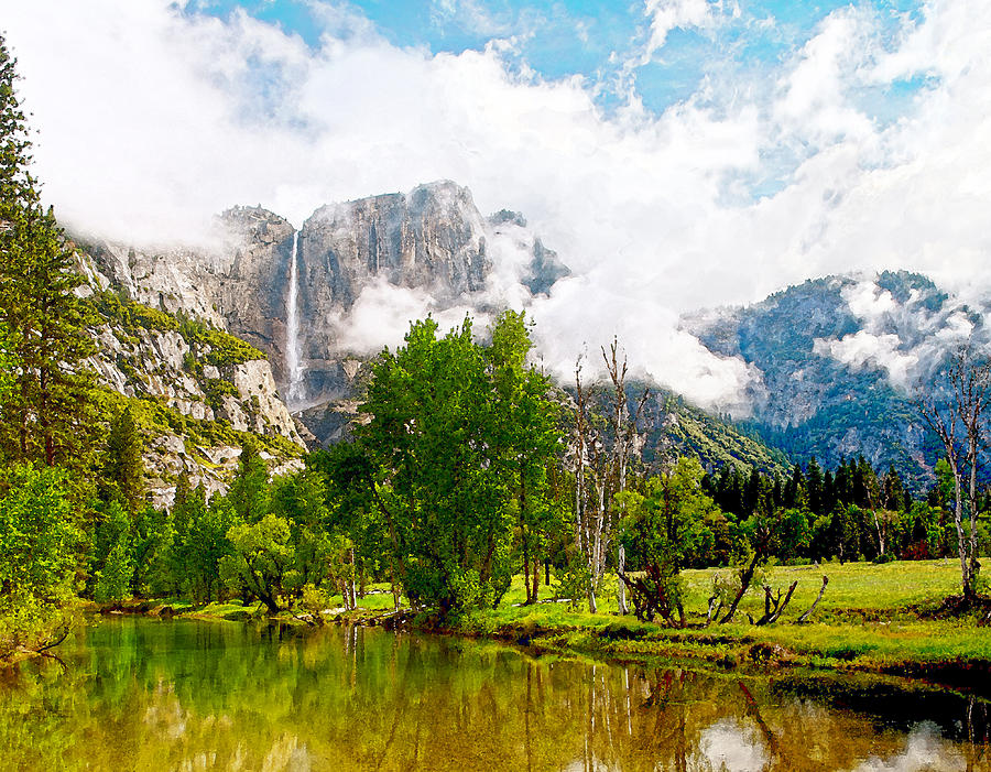 Yosemite National Park Digital Art - Heavens Door Above Yosemite Falls by Steven Barrows