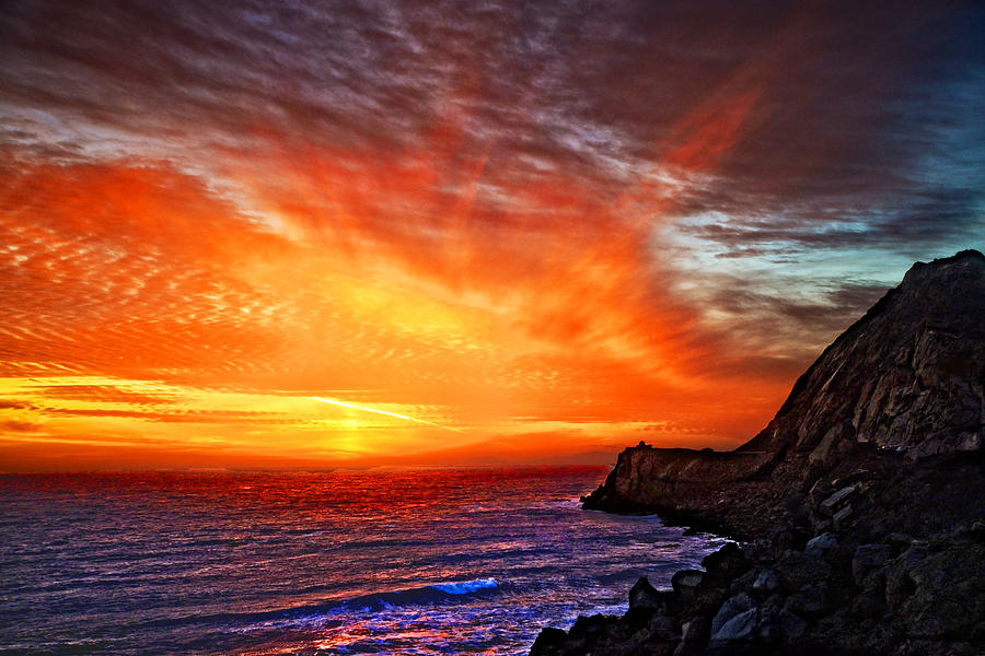 Sunset Photograph - Heavens Fire Over the Pacific by Lynn Bauer