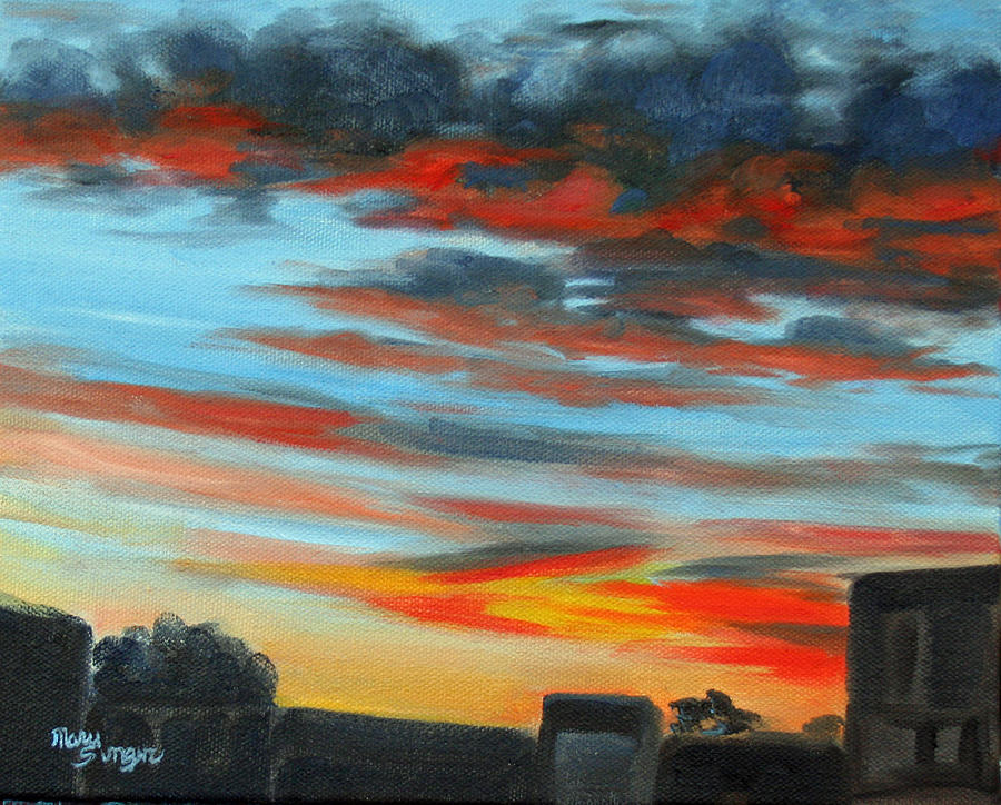 Sunset Painting - Heavens Window by Mary Singer