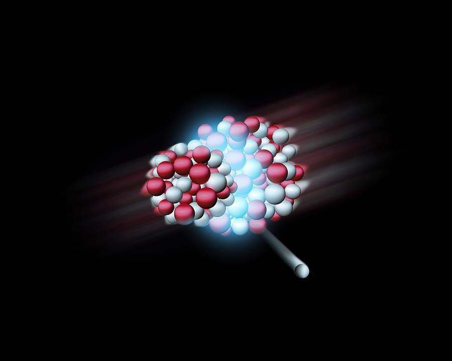 Proton Photograph - Heavy atomic nuclei colliding, artwork by Science Photo Library