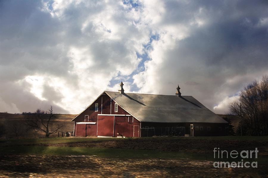 Heavy Cloud over the Red Barn Photograph by Yumi Johnson