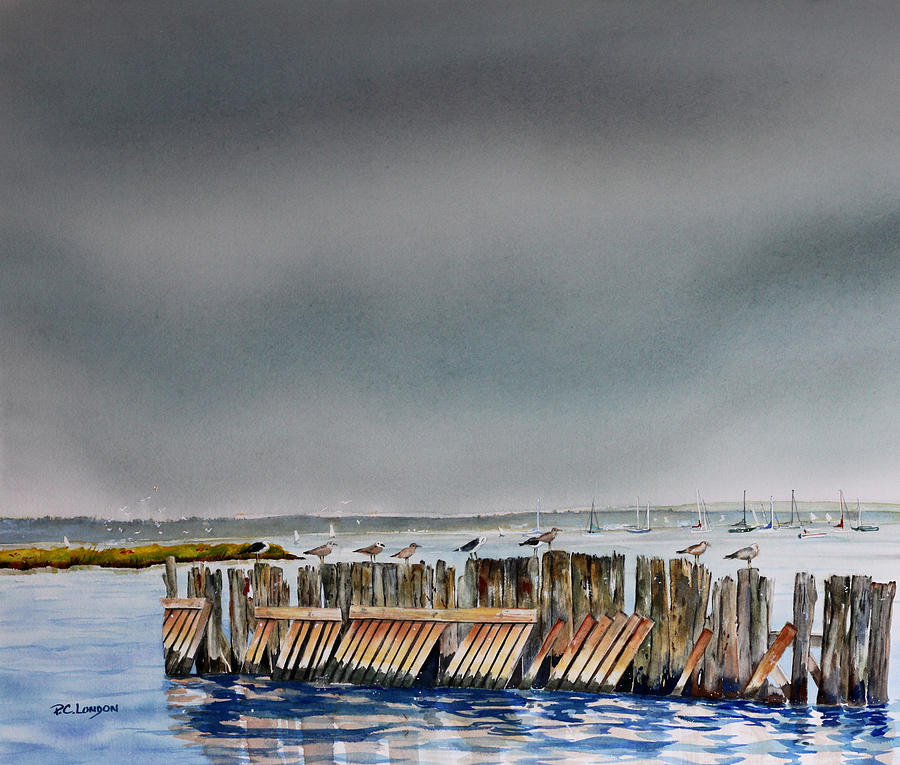 Heavy Sky in Keyport Painting by Phyllis London