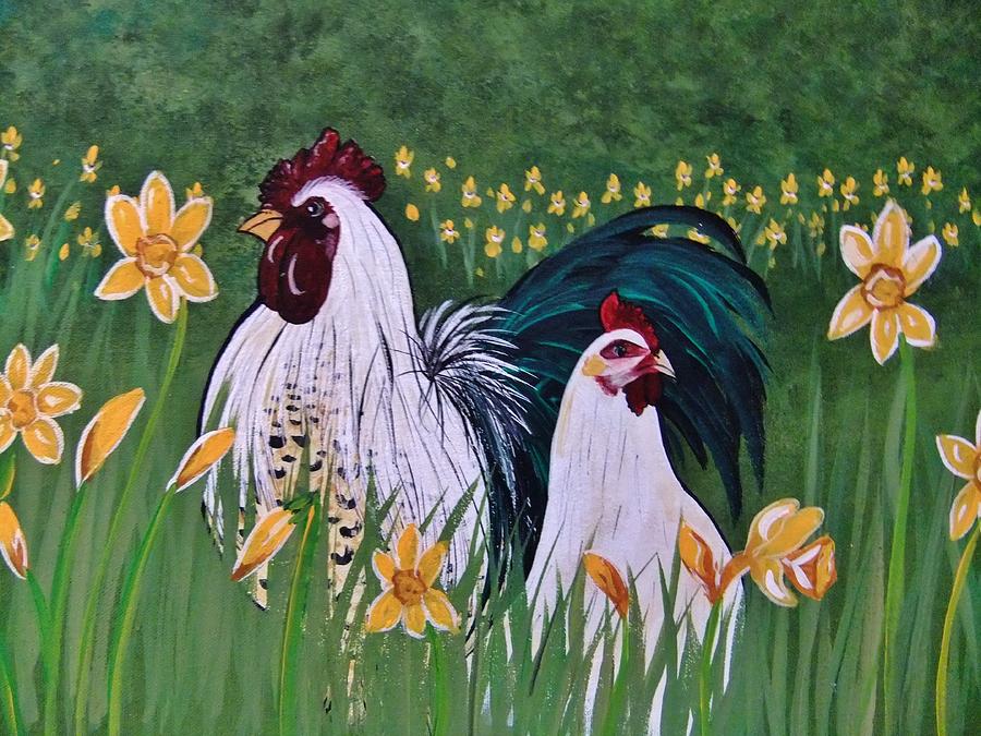 Hector and Henreitta Spring Stroll Painting by Cindy Micklos