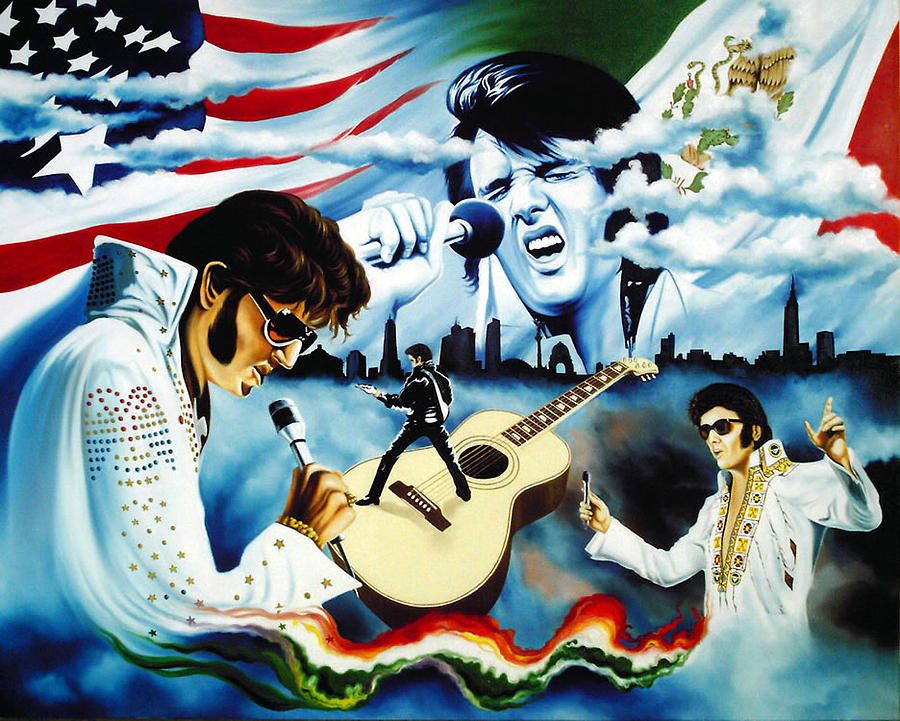 Hector Ortiz Mexican Elvis Presley Tribute Painting by Hector Monroy