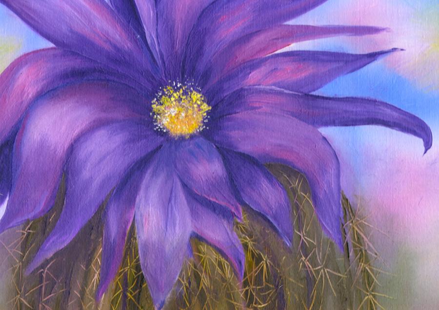 Flowers Still Life Painting - Hedgehog Cactus Flower  by Sharon Mick