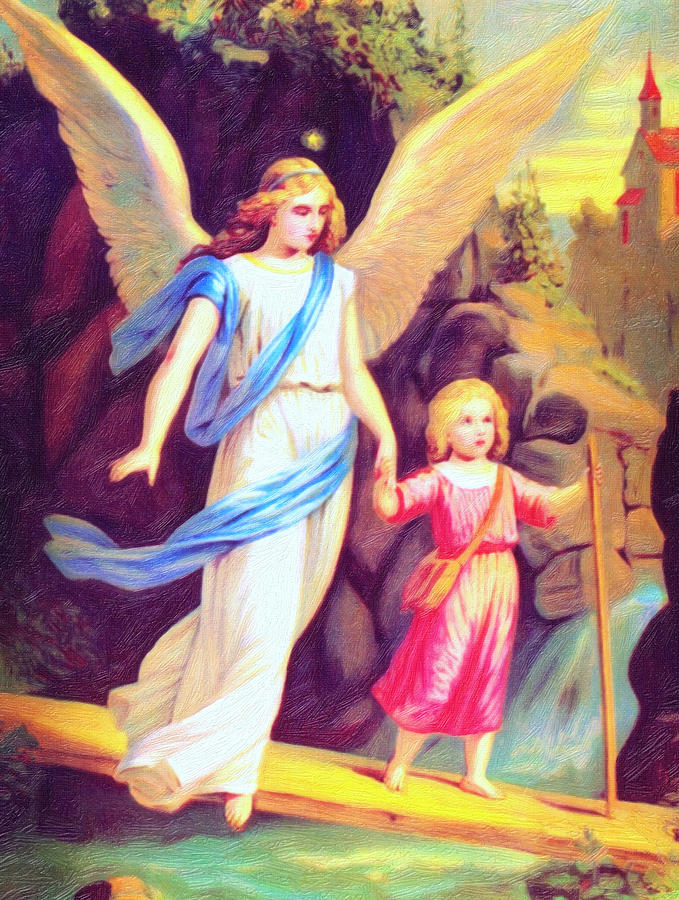 Heiliger Schutzengel Guardian Angel 3 Enhanced Painting By Motionage Designs Fine Art America