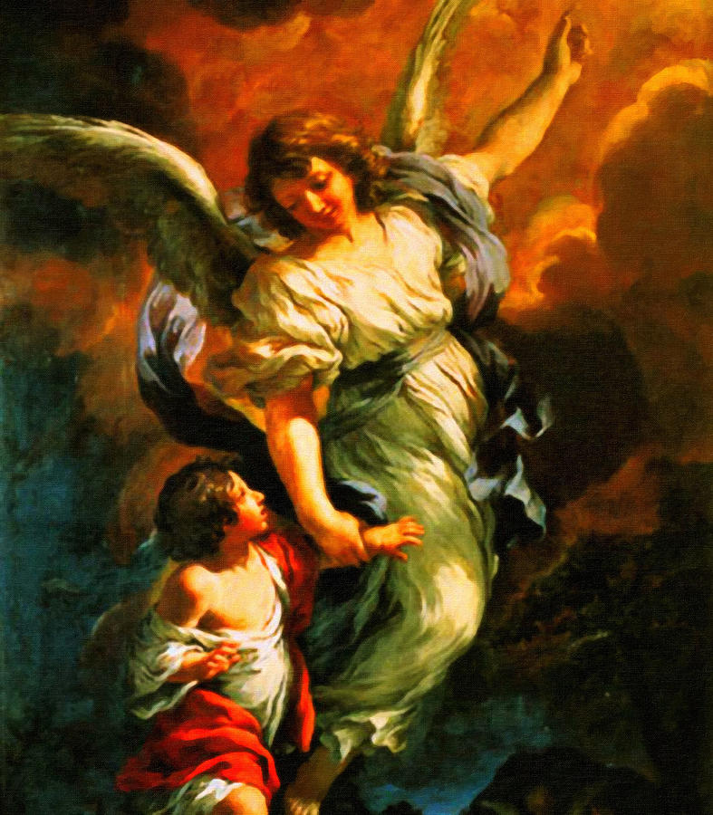 Heiliger Schutzengel  Guardian Angel 4  enhanced Painting by MotionAge Designs