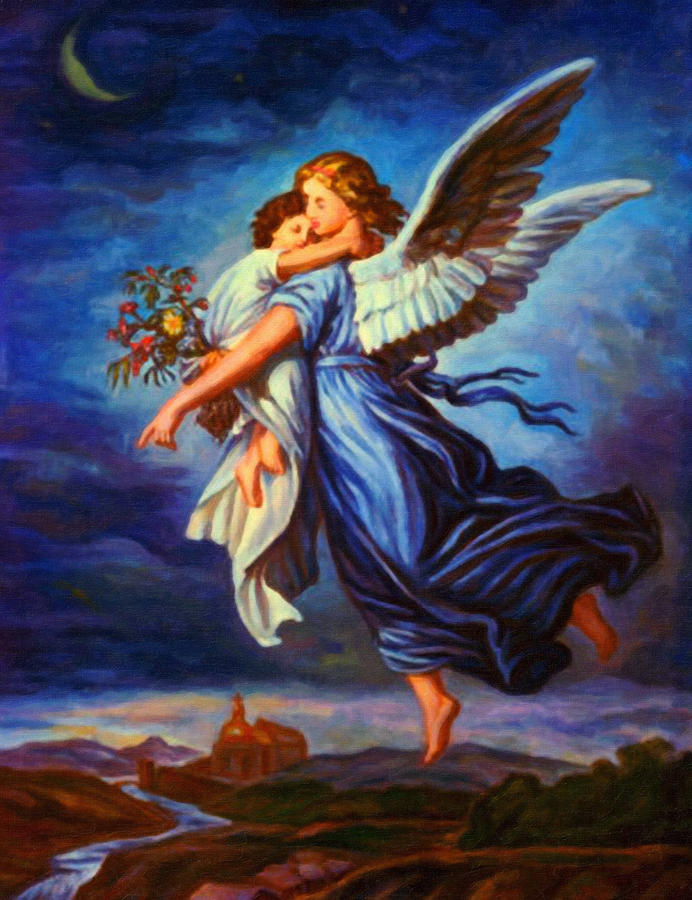 Heiliger Schutzengel  Guardian Angel 7 oil Painting by MotionAge Designs