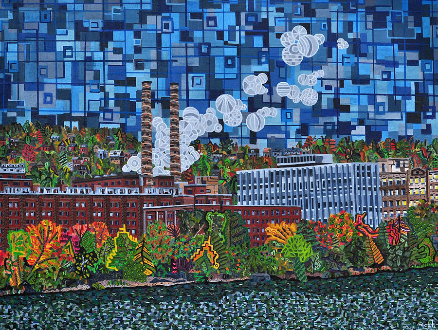 Pittsburgh Painting - Heinz Factory - View from 16th Street Bridge by Micah Mullen