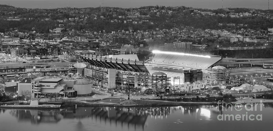 Heinz Field Evening Black And White Panorama Photograph by Adam Jewell
