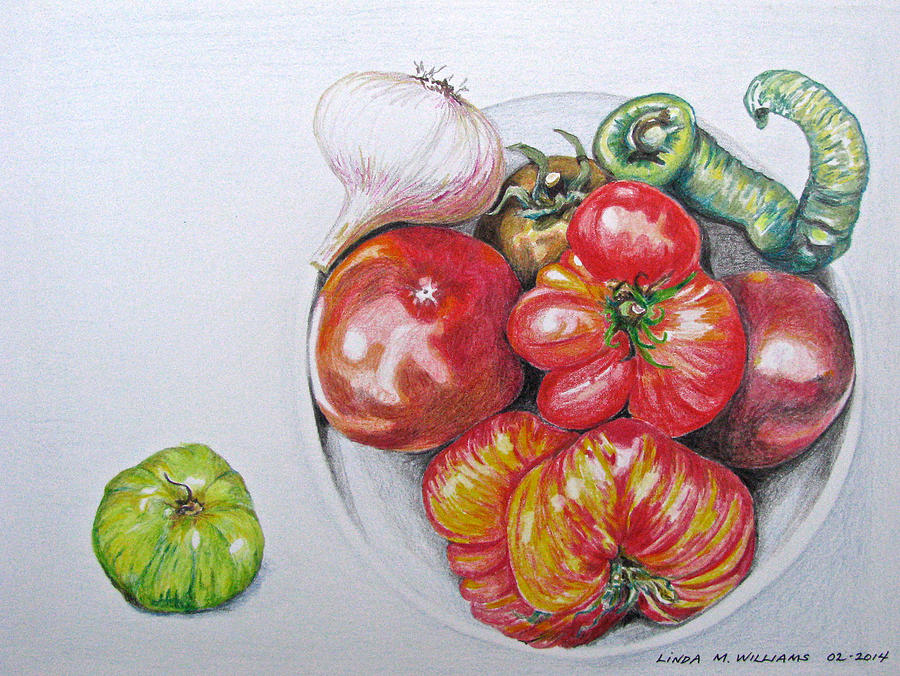 Heirloom Tomatoes Drawing by Linda Williams