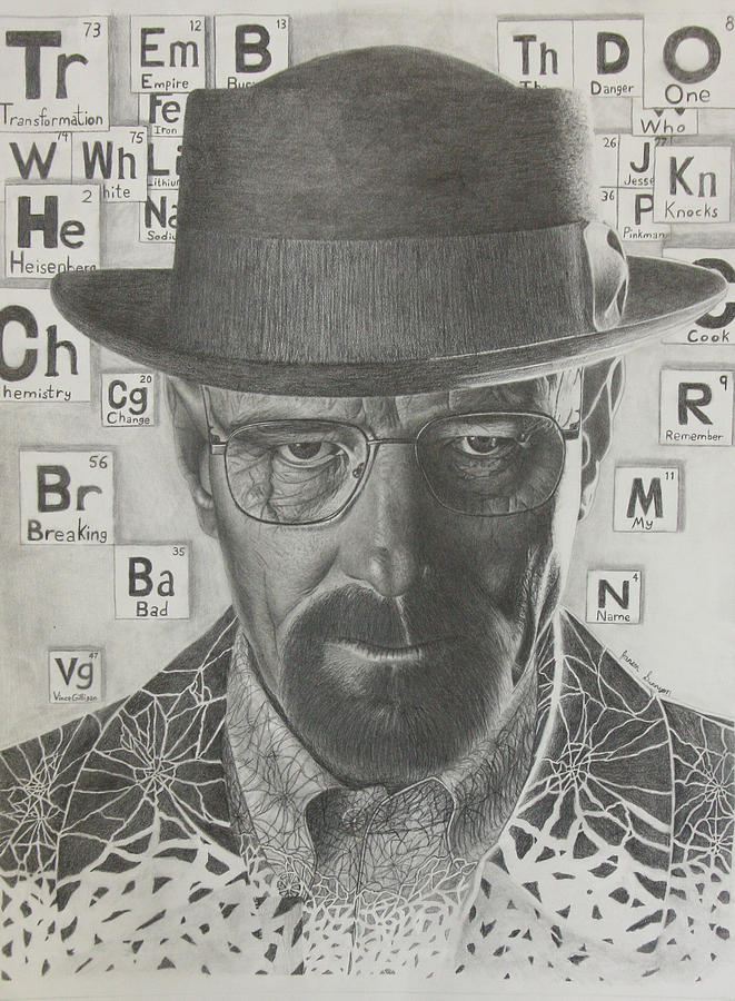 Heisenberg Charcoal Graphite Pencil Drawings buy original art