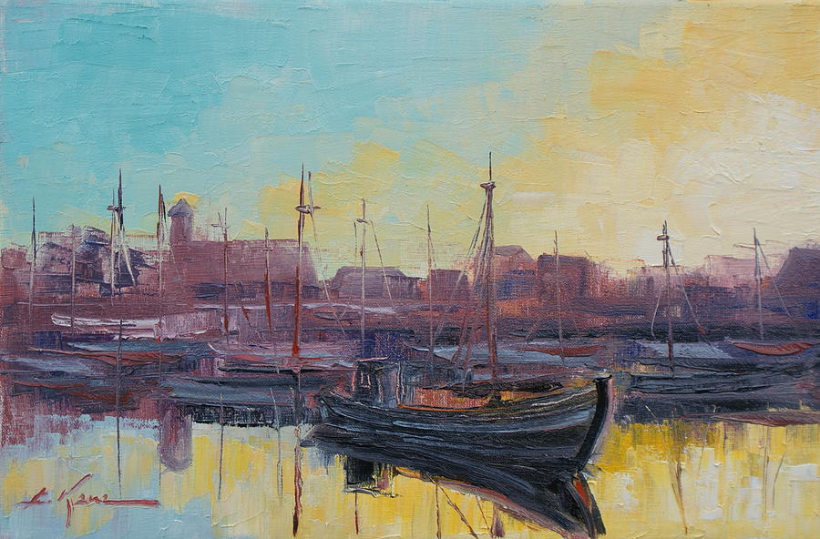 Hel harbour- Poland Painting by Luke Karcz