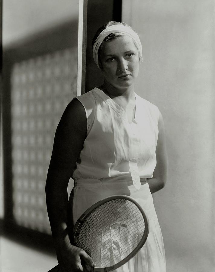 Helen Jacobs Holding A Tennis Racket Photograph by Horst P. Horst