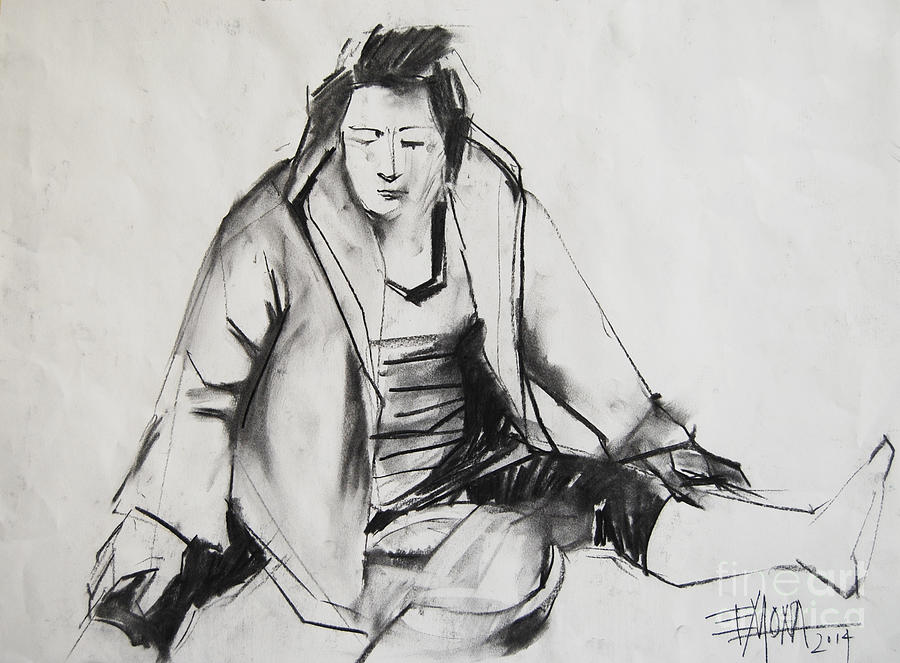 Helene #6 - figure series Drawing by Mona Edulesco