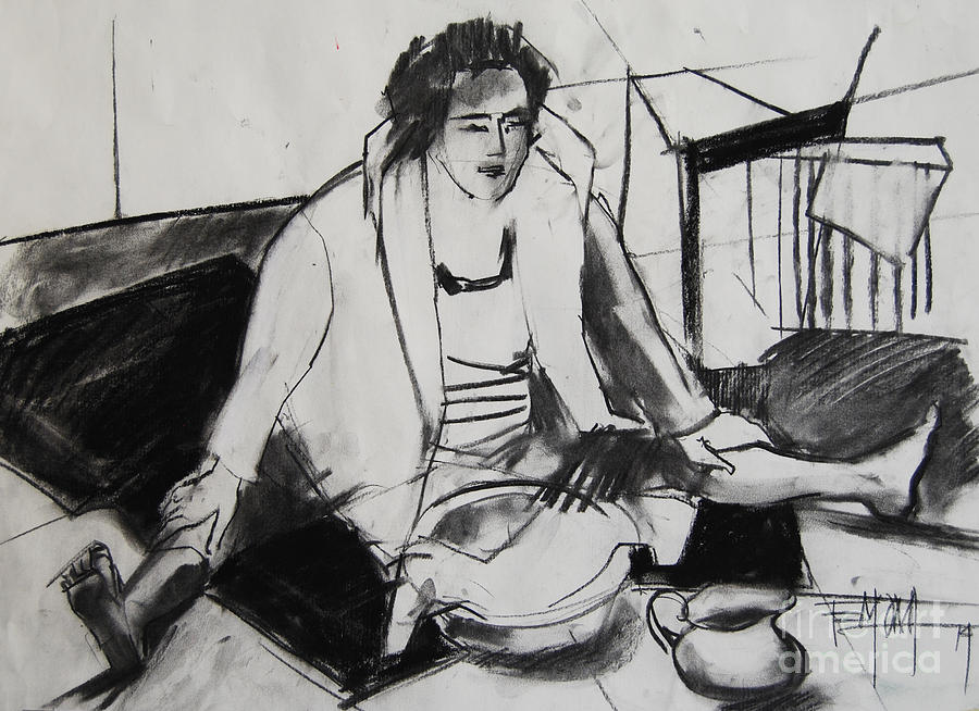 Helene #7 - figure series Drawing by Mona Edulesco