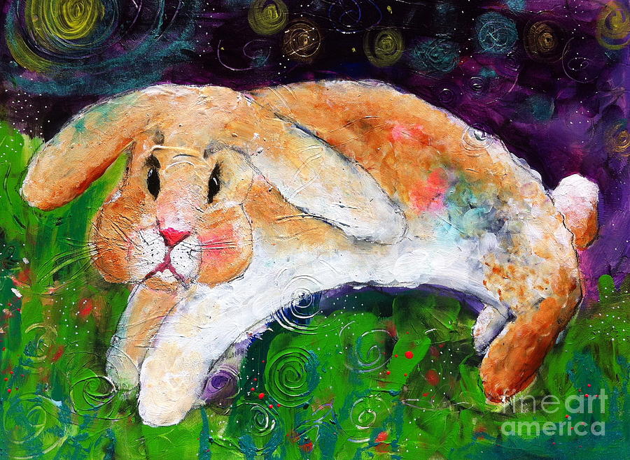 Helens Birthday Rabbit in Glastonbury Painting by Kim Heil