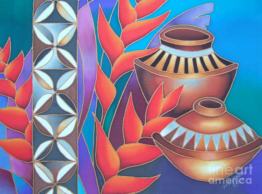 Flower Painting - Heliconia with Pots by Maria Rova