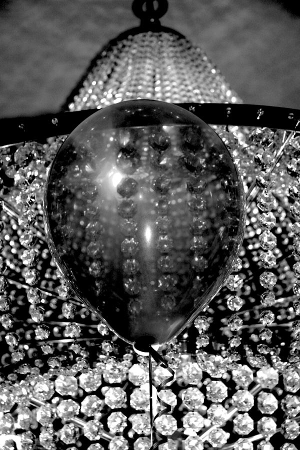 Helium Balloon Photograph - Helium Balloon and the Crystal Chandelier by Her Arts Desire
