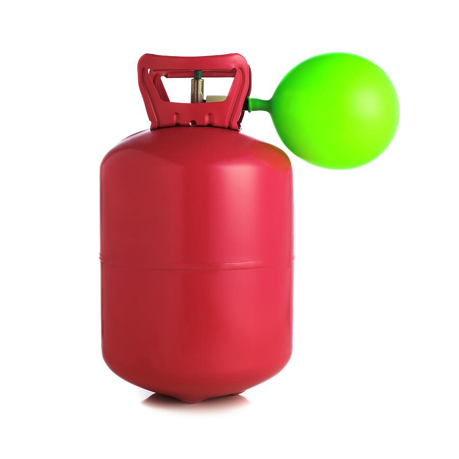 Helium Gas Cylinder And Balloon Photograph by Science Photo Library A Balloon Inflated With Helium Gas