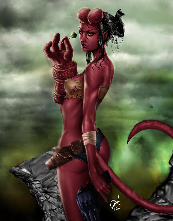 Hellgirl Painting by Pete Tapang