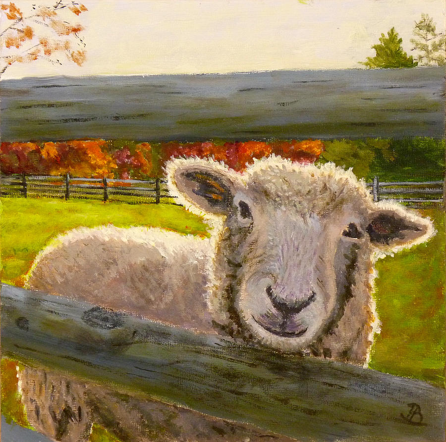 Sheep Painting - Hello by Joe Bergholm