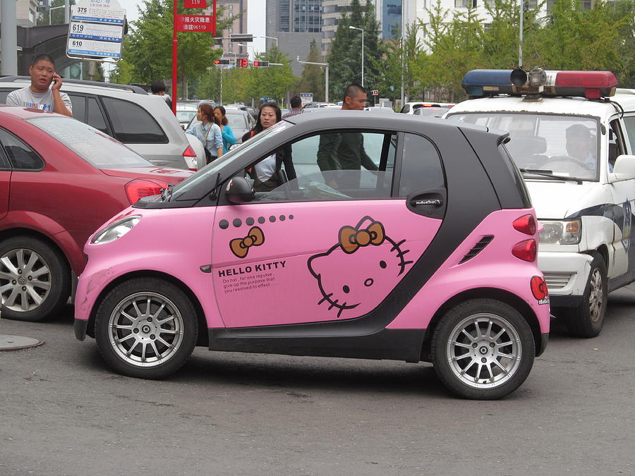 Transportation Photograph - Hello Kitty Car by Alfred Ng