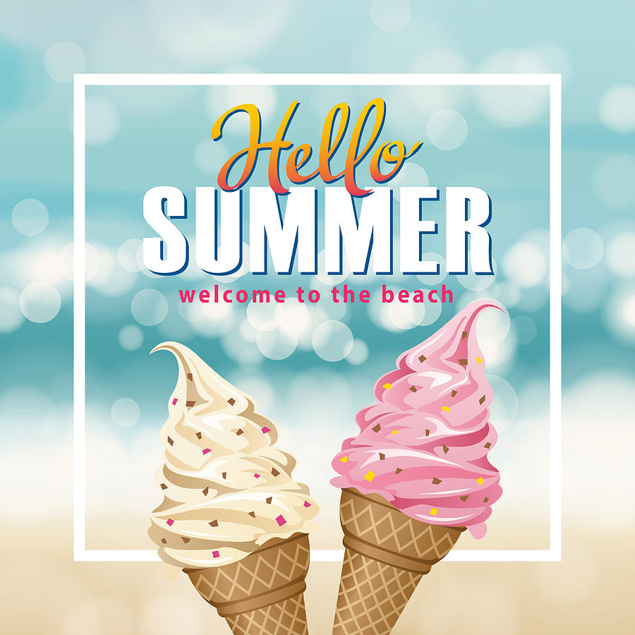 Hello Summer Ice-cream Drawing by Exxorian