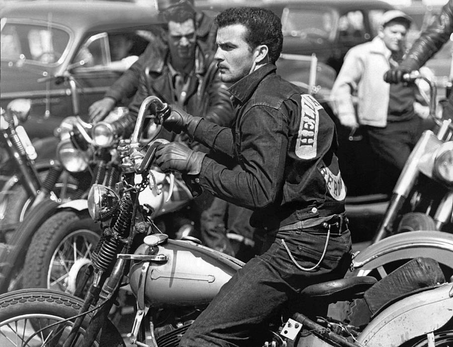 Hells Angel Motorcycle Rider Photograph by Underwood Archives