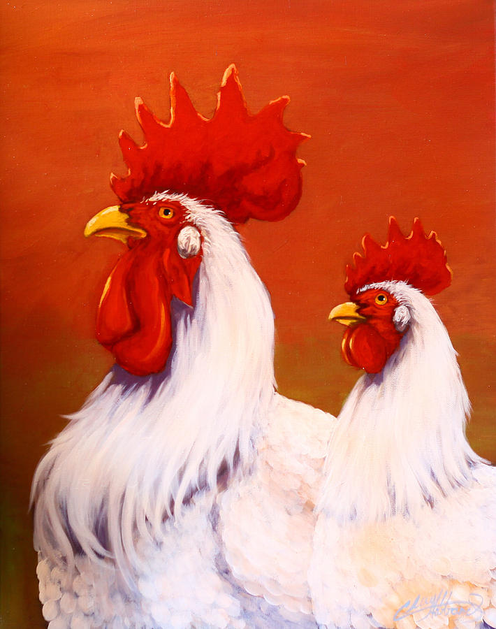 Hen And Rooster Painting By Clay Hibbard - Pixels