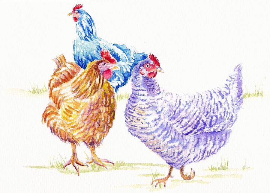 Hen Party Painting by Debra Hall