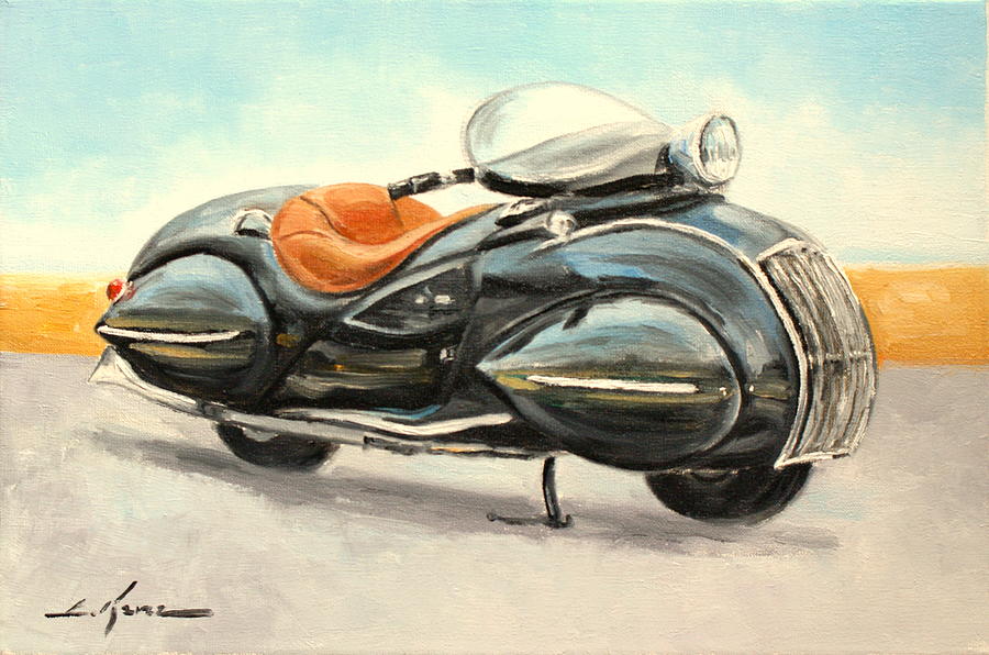 Motorcycle Painting - Henderson Art Deco by Luke Karcz