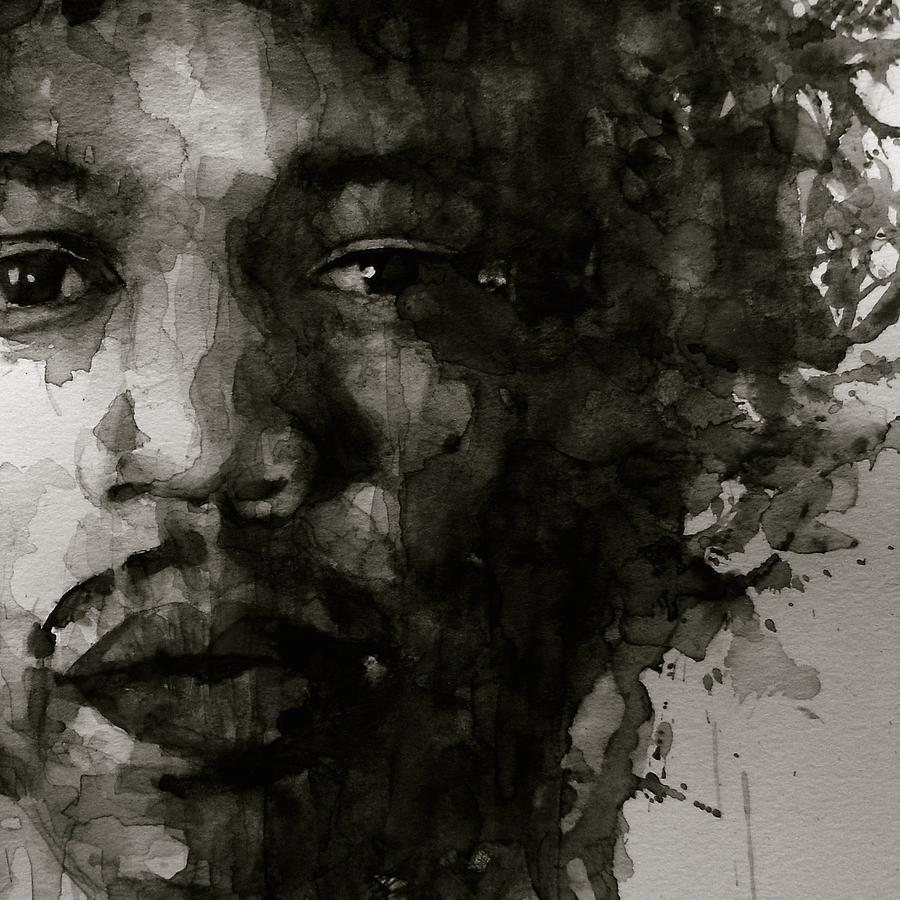 Jimi Hendrix Painting - Hendrix   Black n White by Paul Lovering