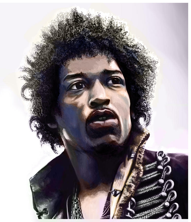 Hendrix bust Painting by Petru Leontin  Burca