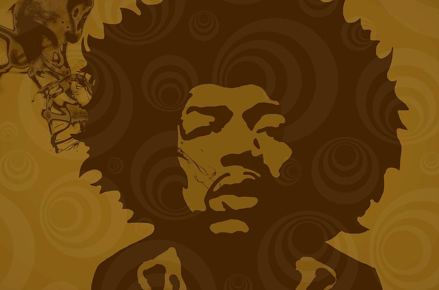 Music Digital Art - Hendrix in Brown by Cindy Edwards
