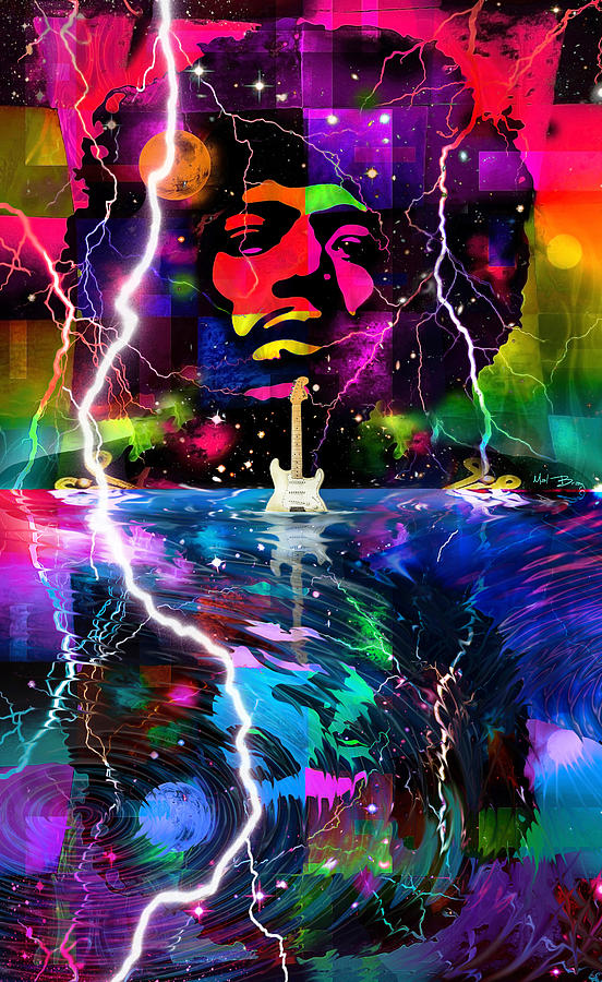 Jimi Hendrix Digital Art - Hendrix Astro Man by Mal Bray