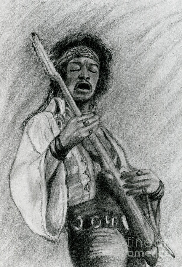 Hendrix Drawing by Roz Abellera