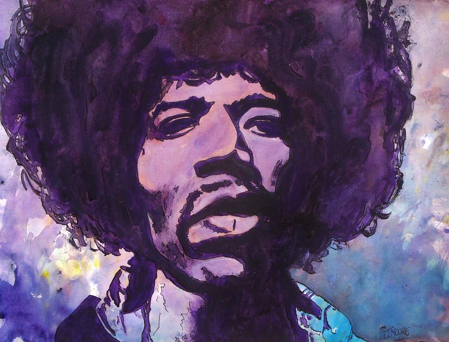 Hendrix Watercolor Portrait Number One Painting by Jeremy Moore - Fine ...