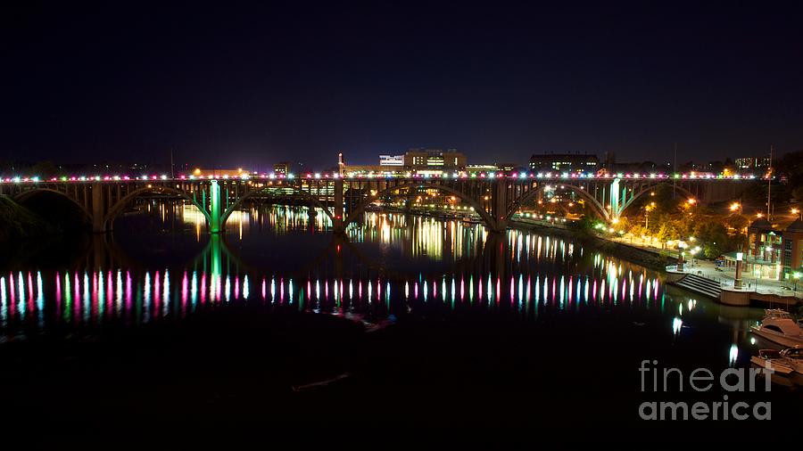 Knoxville Photograph - Henley Street Bridge Green and Purple by Matthew Johnson