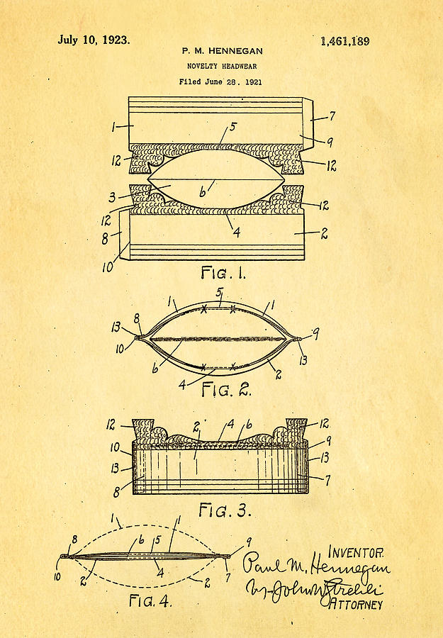 Appliance Photograph - Hennegan Novelty Headwear Patent Art 1923 by Ian Monk