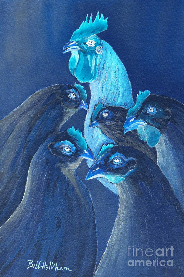 Henpecked In Blue Digital Art by Bill Holkham