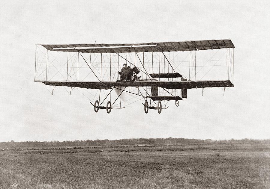 Henri Farman Winning The Grand Prix Of Two Thousand Pounds For The Longest Flight Of 112 Miles Photograph by Bridgeman Images