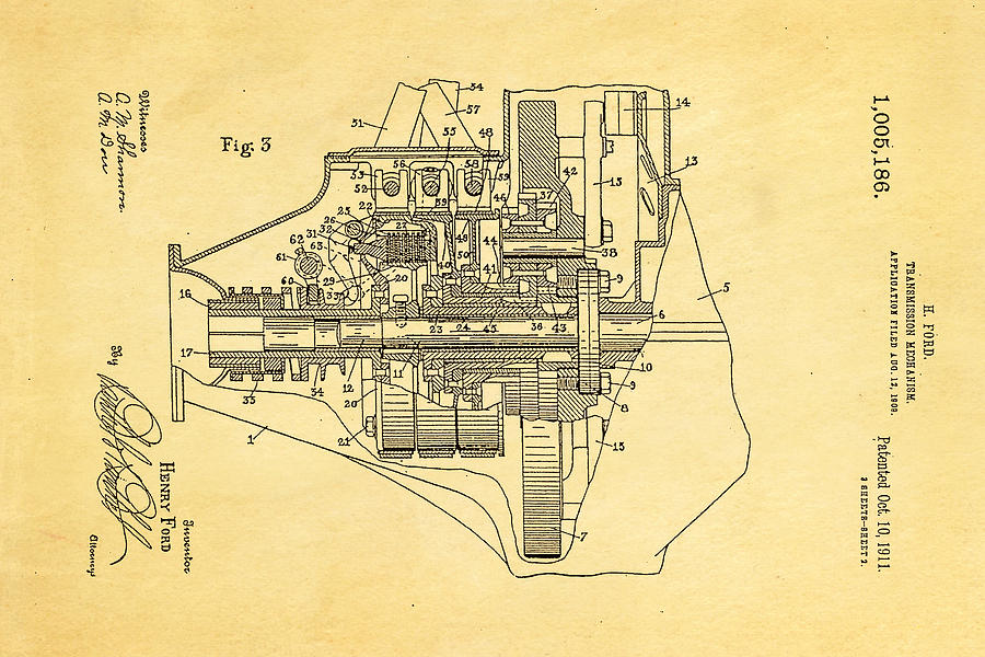 Car Photograph - Henry Ford Transmission Mechanism Patent Art  2 1911 by Ian Monk